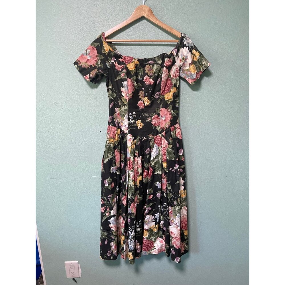 Vintage St Al Women's Floral Off the Shoulder‎ Cottagecore Dress Size 8